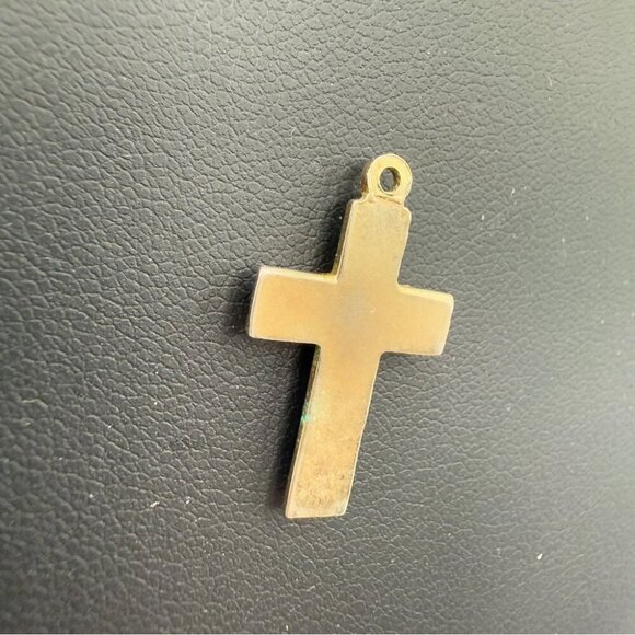 Vintage Blue Enamel Handpainted Floral Cross - Picture 9 of 14